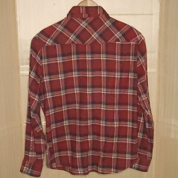 Jachs Girlfriend Womens Red Plaid Pearl Snap Long Sleeve Shirt Medium - Picture 2 of 6